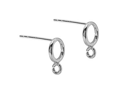 Varilla Crculo De Vida 6mm Con Anillo, Plata 925, Par