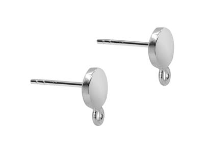 Varilla De Pastilla De 6 mm Con Anillo, Plata 925, Par - Imagen Estandar - 1