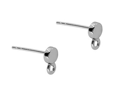Varilla Con Pastilla De 3 mm Con Anillo, Plata 925, Par - Imagen Estandar - 1