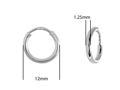Cr{ole De 12 mm, Plata 925, Par - Imagen Estandar - 2
