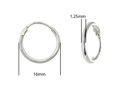 Aro Estilo Criolla De 16 mm, Plata 925, Par - Imagen Estandar - 2