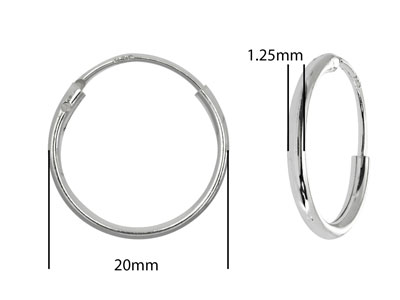 Pendiente De Aro 20 mm, Plata 925, Par - Imagen Estandar - 2