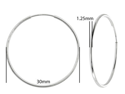 Aro 30 mm, Plata 925, Par - Imagen Estandar - 2