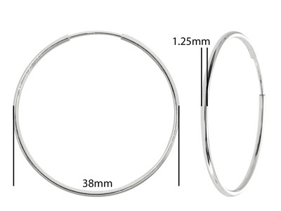 Aro 38 mm, Plata 925, Par - Imagen Estandar - 2