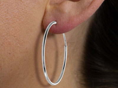 Aro 38 mm, Plata 925, Par - Imagen Estandar - 3
