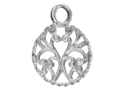 Colgante De Filigrana Para Cabujn Redondo De 10mm, Plata 925