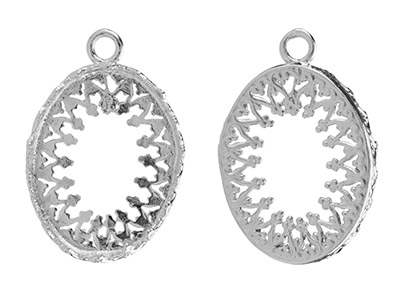Colgante De Filigrana Para Cabujón Ovalado 14 X 20 mm, Plata 925 - Imagen Estandar - 2