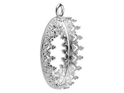 Colgante De Filigrana Para Cabujón Ovalado 14 X 20 mm, Plata 925 - Imagen Estandar - 3