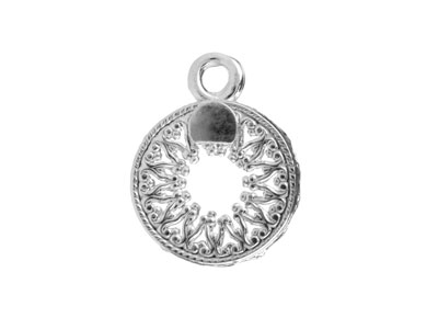 Colgante De Filigrana Para Cabujón Redondo De 10 mm, Plata 925 - Imagen Estandar - 2