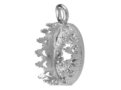 Colgante De Filigrana Para Cabujón Redondo De 10 mm, Plata 925 - Imagen Estandar - 4