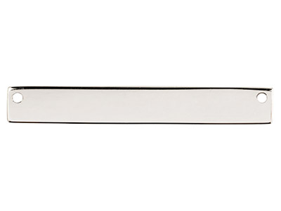 Barra Rectangular Perforada Con Dosagujeros, 40 X 6 mm, Plata 925 - Imagen Estandar - 1