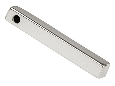 Barra Rectangular Con Un Agujero, 30x 4 mm, Plata 925 - Imagen Estandar - 2