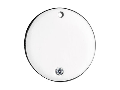Colgante Liso Disco 20 mm Con Circonita, Plata 925 - Imagen Estandar - 1