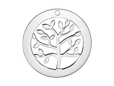 Base Para Estampado De Arandela De árbol De La Vida De 32 MM En Plata De Ley - Imagen Estandar - 1