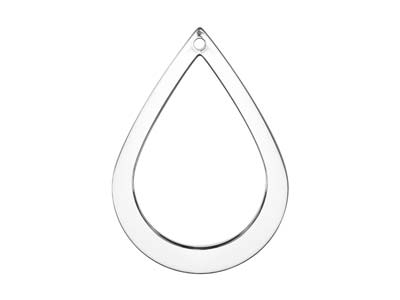 Colgante En Blanco Gota Perforada 35x 25mm, Plata 925