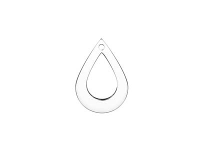 Colgante En Blanco Gota Perforada 20x 15mm, Plata 925