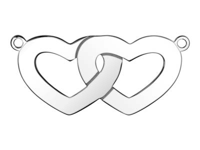 Conector Doble Corazn, 40 X 20mm,plata 925