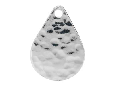 Colgante En Forma De Lágrima Martillada Sin Terminar, 10 X 7mm, Plata925, Bolsa De 3