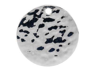 Colgante En Bruto Con Forma De Disco Martillado, 15mm, Plata 925, Bolsa De 3