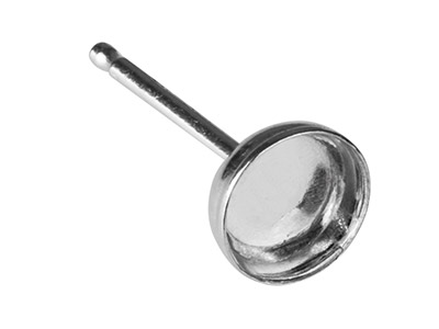 Varilla De Soporte Para Cabujn De 4mm, Plata 925, Bolsa De 3 Pares