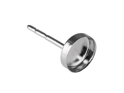 Perno De Soporte Para Cabujn De 5mm, Plata 925, Bolsa De 3 Pares