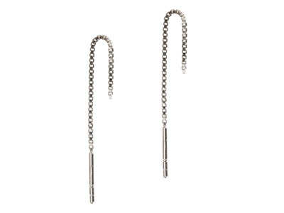Sistema De Pendientes Con Cadena, Plata 925, El Par - Imagen Estandar - 1