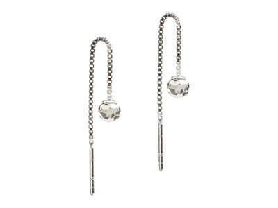 Sistema De Pendientes Con Cadena, Plata 925, El Par - Imagen Estandar - 3
