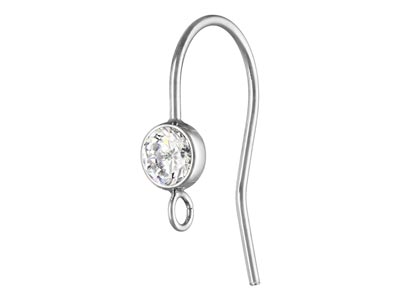 Gancho De Alambre Con Anilla Y xido De Circonio, Plata 925, Bolsa De 1 Par