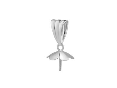 Fianza Estriada Para Perla De 8 mm,tapa De Flor De 4,50 mm, Plata 925 - Imagen Estandar - 1