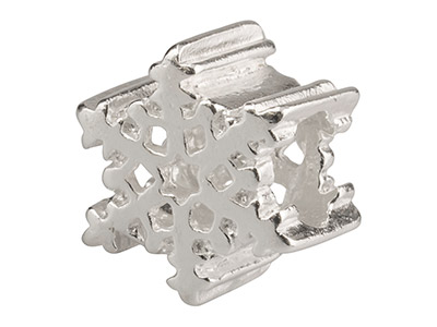 Charm En Forma De Bola De Copo De Nieve, Plata 925