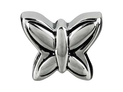 Charm Bead, Motivo Mariposa 10mm, Plata 925