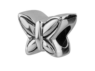 Charm Bead, Motivo Mariposa 10 mm, Plata 925 - Imagen Estandar - 2