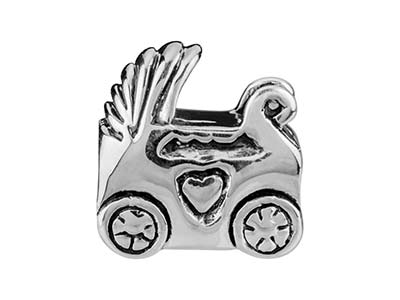 Charm Bola, Motivo Cochecito De Beb 10mm, Plata 925