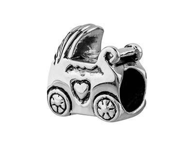 Charm Bola, Motivo Cochecito De Beb{ 10 mm, Plata 925 - Imagen Estandar - 2
