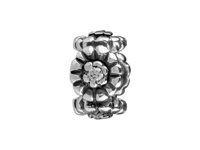 Charm Boule, Motivo Flor 8,80mm, Plata 925