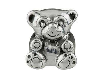 Charm En Forma De Bola, Motivo Oso De Peluche 10mm, Plata 925