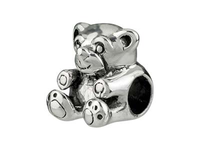 Charm En Forma De Bola, Motivo Oso De Peluche 10 mm, Plata 925 - Imagen Estandar - 2