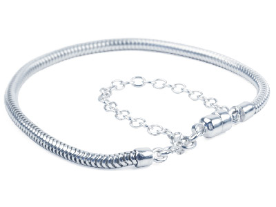 Pulsera Para Dijes, Malla De Serpiente De 3 mm, Cierre Magn{tico, 19 cm, Plata 925 Seguridad, Con Sello De Contraste Británico - Imagen Estandar - 1