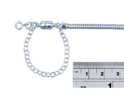 Pulsera Para Dijes, Malla De Serpiente De 3 mm, Cierre Magn{tico, 19 cm, Plata 925 Seguridad, Con Sello De Contraste Británico - Imagen Estandar - 2