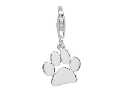 Charm Con Huella De Pata Y Cierre De Tipo Menotte, Plata 925