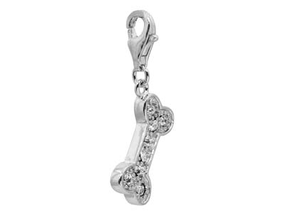 Charm Hueso De Perro Con Circonita Y Cierre Menotte, Plata 925 Gatillo - Imagen Estandar - 2
