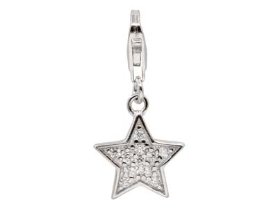 Dije De Diseño De Estrella En Plata De Ley Con Circonita Cúbica Y Cierre De Mosquetón Con Gatillo - Imagen Estandar - 1