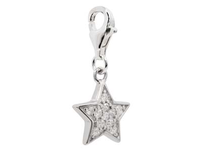 Dije De Diseño De Estrella En Plata De Ley Con Circonita Cúbica Y Cierre De Mosquetón Con Gatillo - Imagen Estandar - 2