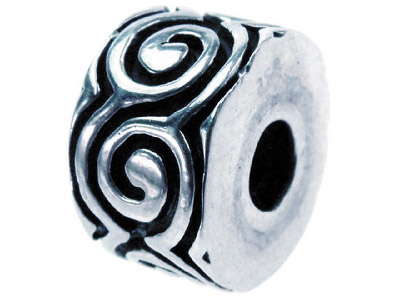 Entrepieza Decorativa Con Incrustaciones De Espirales Negras, 8,70mm,plata 925
