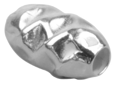 Bola Ovalada Martillada 2 Agujeros 8 X 5mm, Plata 925, Bolsa De 10 Agujeros
