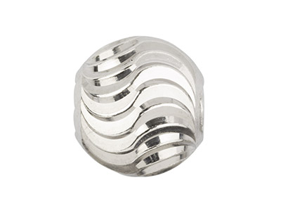 Bola De 2 Agujeros Con Rayas Onduladas 4 mm, Plata 925 - Imagen Estandar - 1