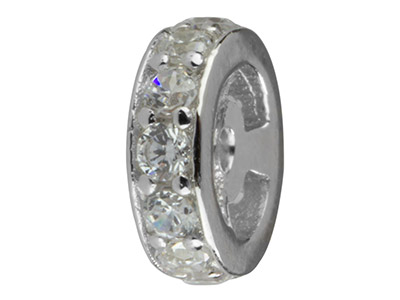 Separador Para Perlas De 6mm, Plata 925 Con Zirconia