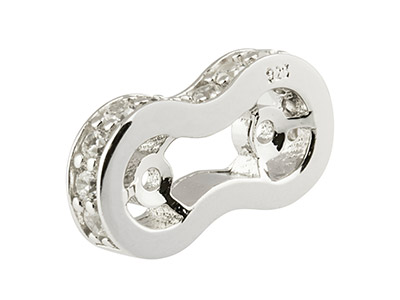 Separador Doble Para Perlas De 7 X13 mm De Plata 925 Con Zirconia - Imagen Estandar - 2