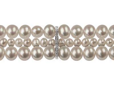 Entrepieza Triple Para Perlas De 6 X 18 mm, Plata 925 Con Circonita - Imagen Estandar - 4