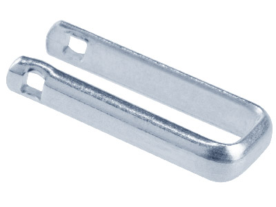 Estribo Rectangular Ligero Para Gemelos, Plata De Ley 925, Unidad